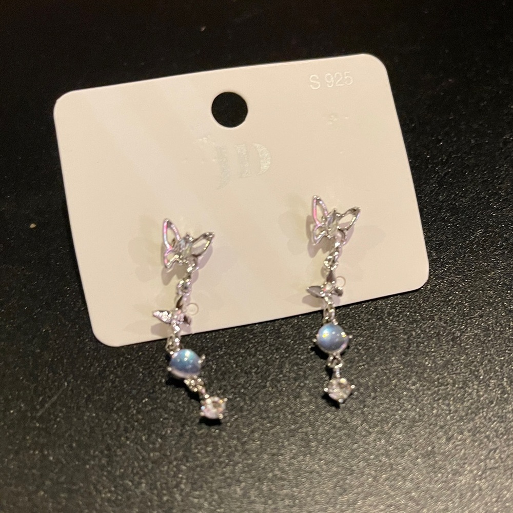 Elegant Silver Butterfly Earrings